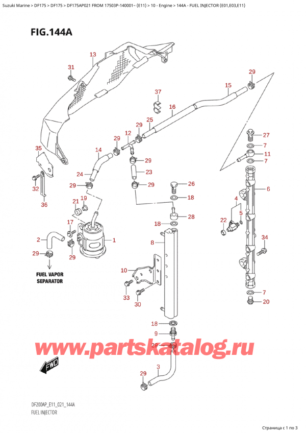 ������ �������������, �� ��������� ���������, Suzuki Suzuki DF175AP L / X FROM 17503P-140001~  (E01 021) ������ 2021 ����, ��������� �������� (E01, E03, E11)