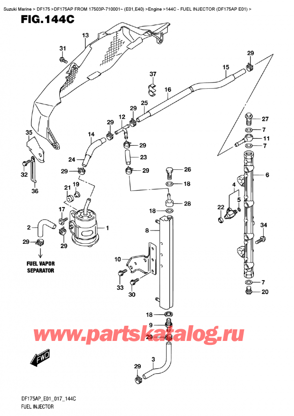   ,   , Suzuki DF175AP L/X  FROM 17503P-710001~ (E01)  , Fuel Injector  (Df175Ap  E01)