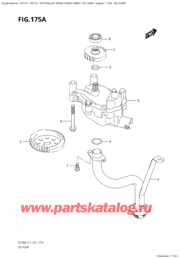  ,   , Suzuki Suzuki DF175A ZL / ZX FROM 17503Z-140001~  (E01 021),   / Oil Pump