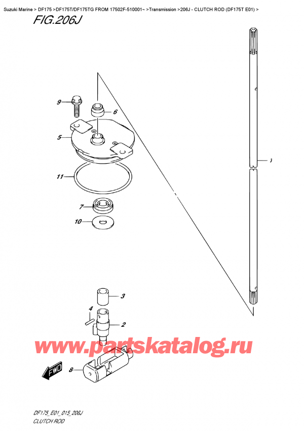  , , Suzuki DF175T L / X FROM 17502F-510001~ (E01)  2015 , Clutch Rod (Df175T  E01) /   (Df175T E01)