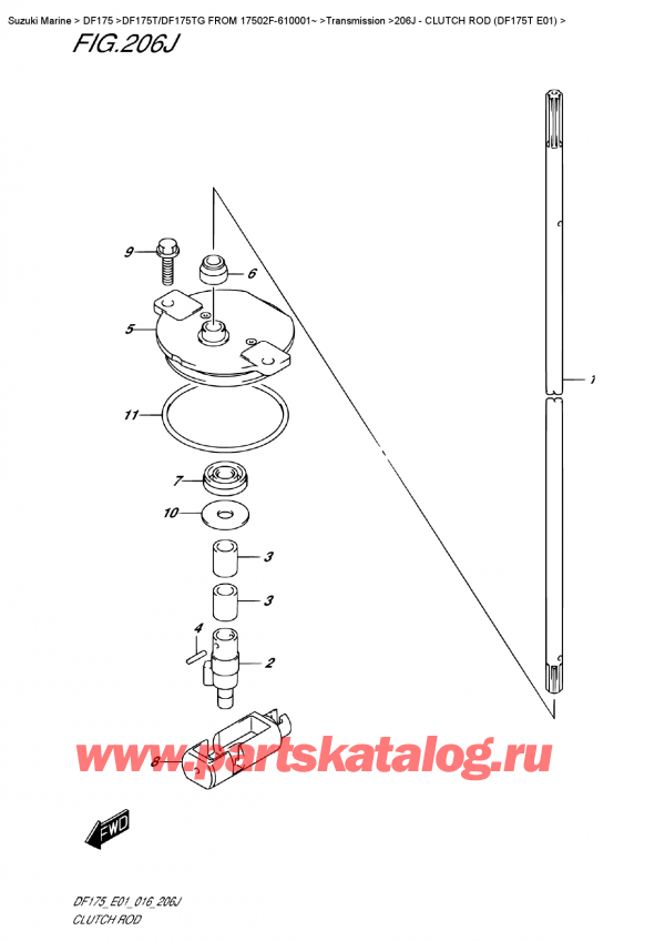  ,   , Suzuki DF175T L/X FROM 17502F-610001~ ,   (Df175T E01) / Clutch Rod (Df175T  E01)