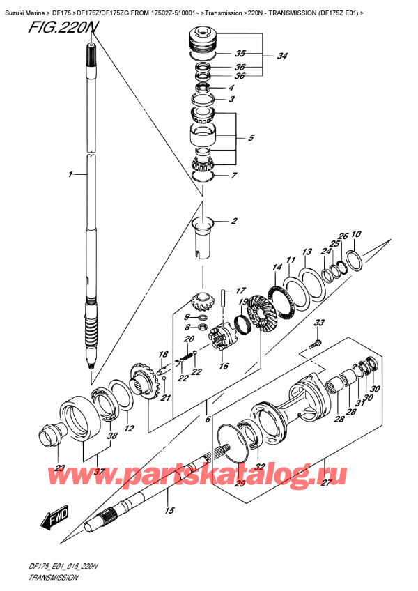  ,   , Suzuki DF175Z L / X FROM 17502Z-510001~ (E01)  2015 , Transmission (Df175Z  E01) /  (Df175Z E01)