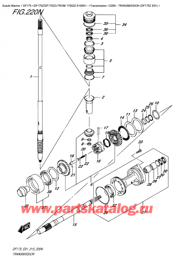 ,   , Suzuki DF175Z L / X FROM 17502Z-510001~ (E01)  2015 , Transmission (Df175Z  E01) -  (Df175Z E01)