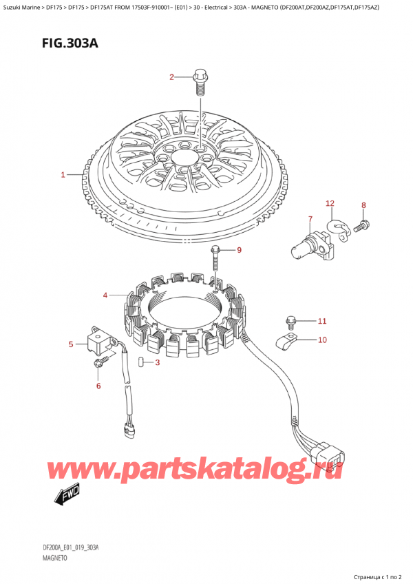 ,    ,  Suzuki DF175A TL / TX FROM 17503F-910001~  (E01 019)  2019 , Magneto  (Df200At,Df200Az,Df175At,Df175Az)