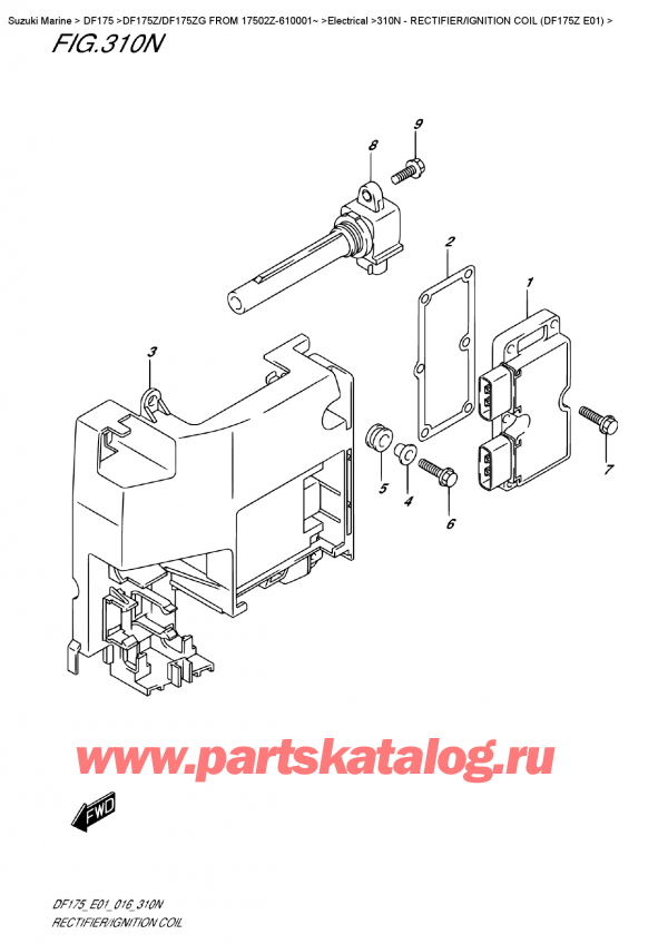  ,    , SUZUKI DF175Z L/X FROM 17502Z-610001~ ,  /   (Df175Z E01) / Rectifier/ignition  Coil  (Df175Z  E01)