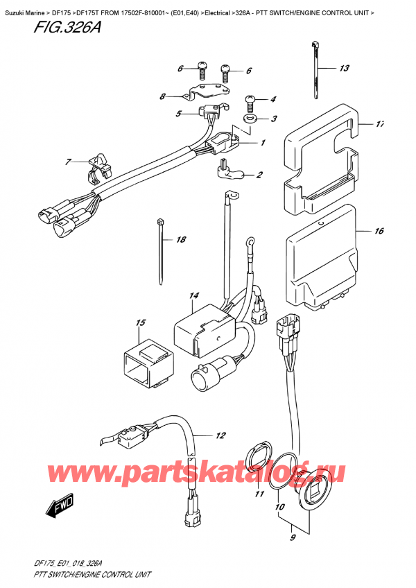 ��������� ��������, �� �������� �����, Suzuki DF175T L/X FROM 17502F-810001~ (E01) ������ 2018 ����, Ptt  Switch/engine  Control  Unit / ������������� ������������ / ���� ���������� ����������