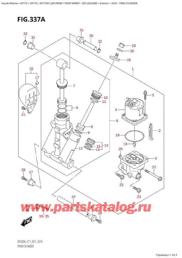  ,   , Suzuki Suzuki DF175A TL / TX  FROM  17503F-040001~ (E01 020)   2020 , Trim Cylinder