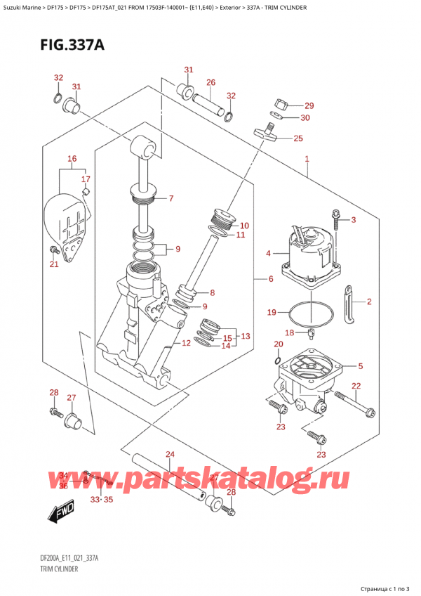 ,   , SUZUKI Suzuki DF175A TL / TX FROM 17503F-140001~  (E10 021),   - Trim Cylinder