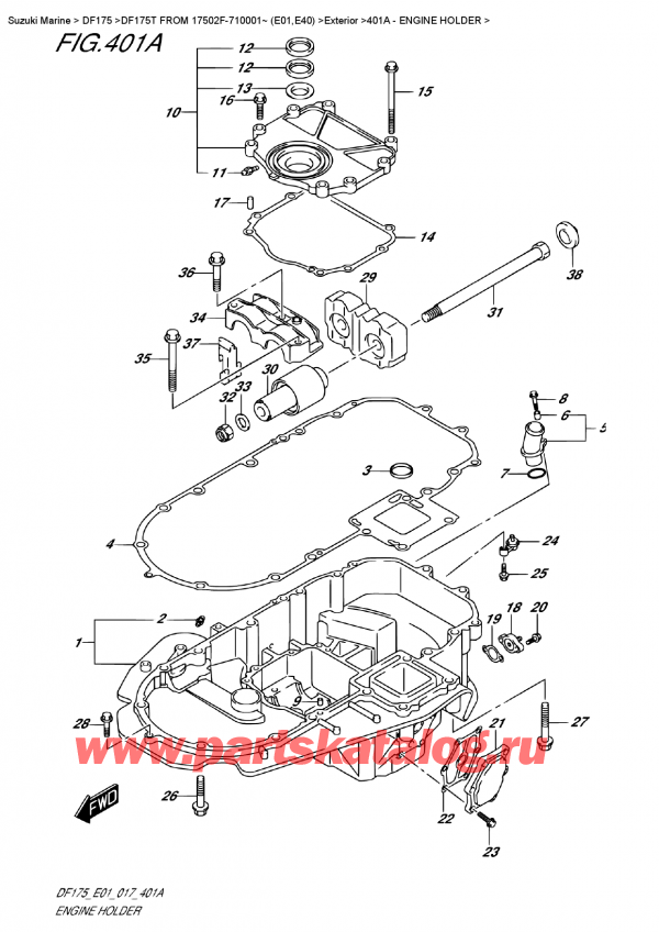 ������ ��������, �� ��������� ���������, ������ DF175T L/X FROM 17502F-710001~ (E01)  ������ 2017 ����, Engine Holder