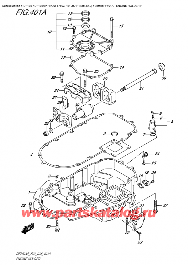   ,   , SUZUKI DF175AP FROM 17503P-810001~ (E01)  ,   - Engine Holder