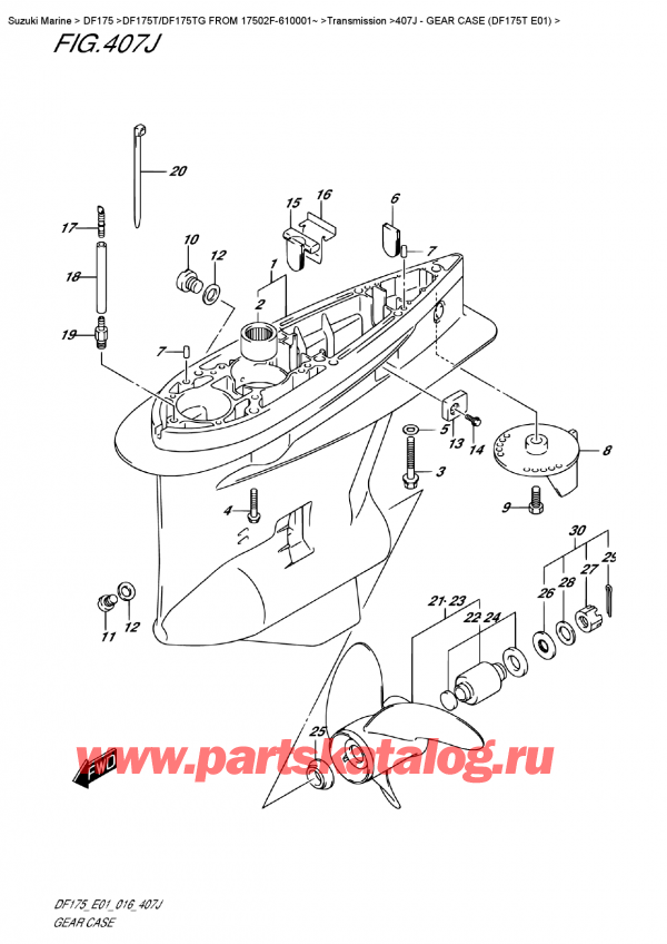 ������������ ��������, �� ��������� ���������, Suzuki DF175T L/X FROM 17502F-610001~  ������ 2016 ����, Gear Case (Df175T  E01)