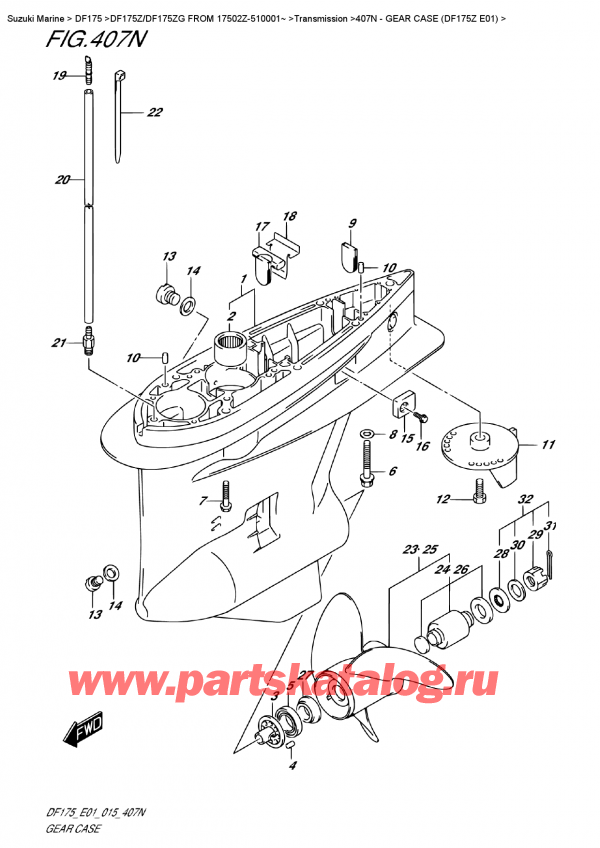 ������ ������������ ��������, �� ��������� ���������, Suzuki DF175Z L / X FROM 17502Z-510001~ (E01) ������ 2015 ����, ������ ������� �������  (Df175Z E01)