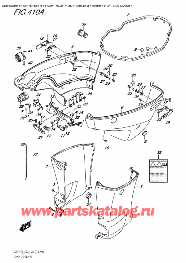  ,   , Suzuki DF175T L/X FROM 17502F-710001~ (E01) , Side  Cover