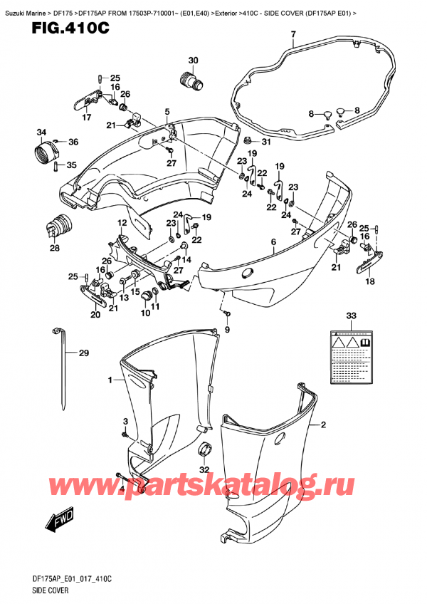   ,   , Suzuki DF175AP L/X  FROM 17503P-710001~ (E01)  ,   (Df175Ap E01)