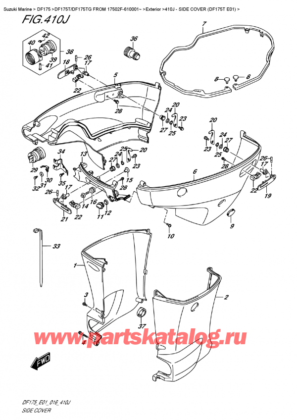   ,   , SUZUKI DF175T L/X FROM 17502F-610001~ , Side  Cover (Df175T  E01)