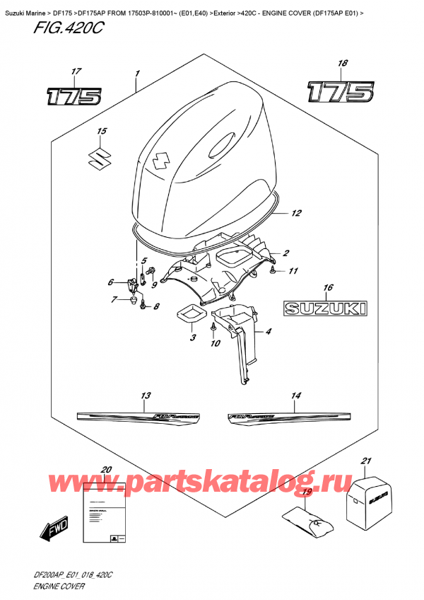 , , Suzuki DF175AP FROM 17503P-810001~ (E01)    2018 , Engine Cover  (Df175Ap  E01) -   () (Df175Ap E01)