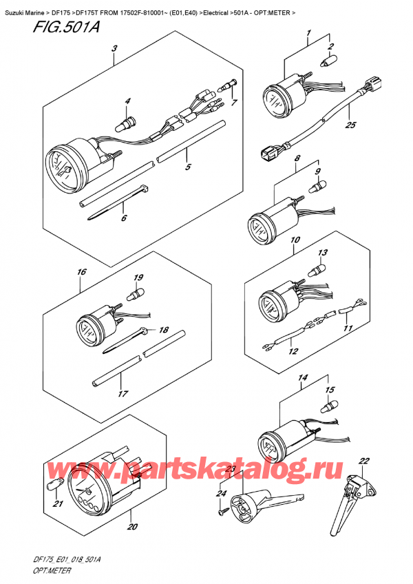  ,   , Suzuki DF175T L/X FROM 17502F-810001~ (E01), Opt:meter