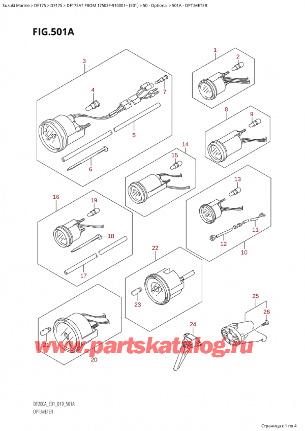  ,   , SUZUKI Suzuki DF175A TL / TX FROM 17503F-910001~  (E01 019), :  - Opt:meter