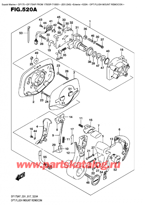 ������������ ��������, �� �������� �����, Suzuki DF175AP L/X  FROM 17503P-710001~ (E01)   ������ 2017 ����, �����: ������ ��������� Remocon - Opt:flush  Mount  Remocon