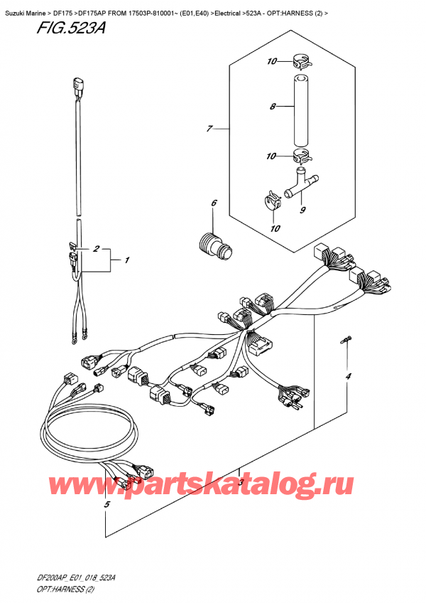 ,   , Suzuki DF175AP FROM 17503P-810001~ (E01)  , :   (2) / Opt:harness  (2)