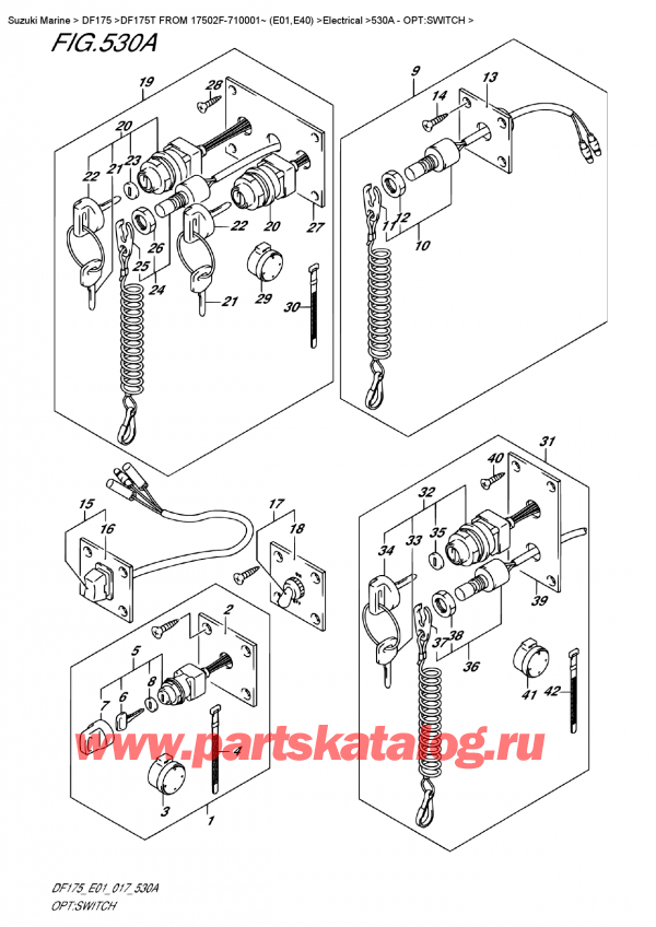 ��������, �� �������� �����, Suzuki DF175T L/X FROM 17502F-710001~ (E01) , �����: ������������� - Opt:switch