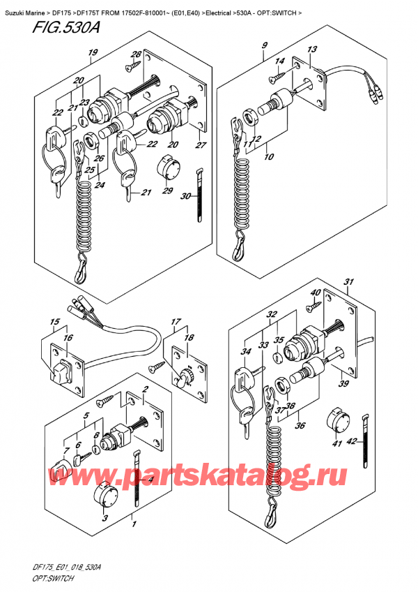  ,  , Suzuki DF175T L/X FROM 17502F-810001~ (E01), Opt:switch