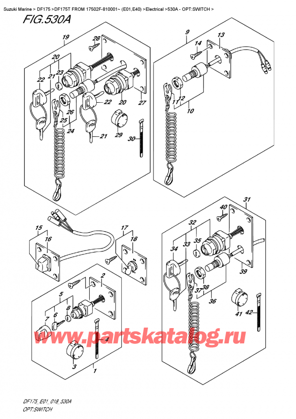  ,  , Suzuki DF175T L/X FROM 17502F-810001~ (E01)  2018 , Opt:switch - : 