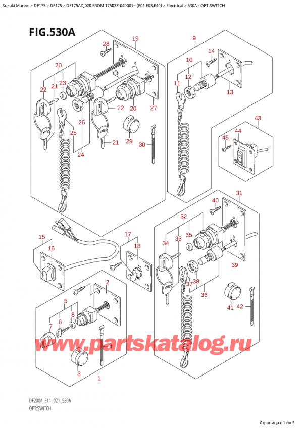   ,   ,  Suzuki DF175A ZL / ZX FROM  17503Z-040001~  (E01 020)  2020 , Opt:switch