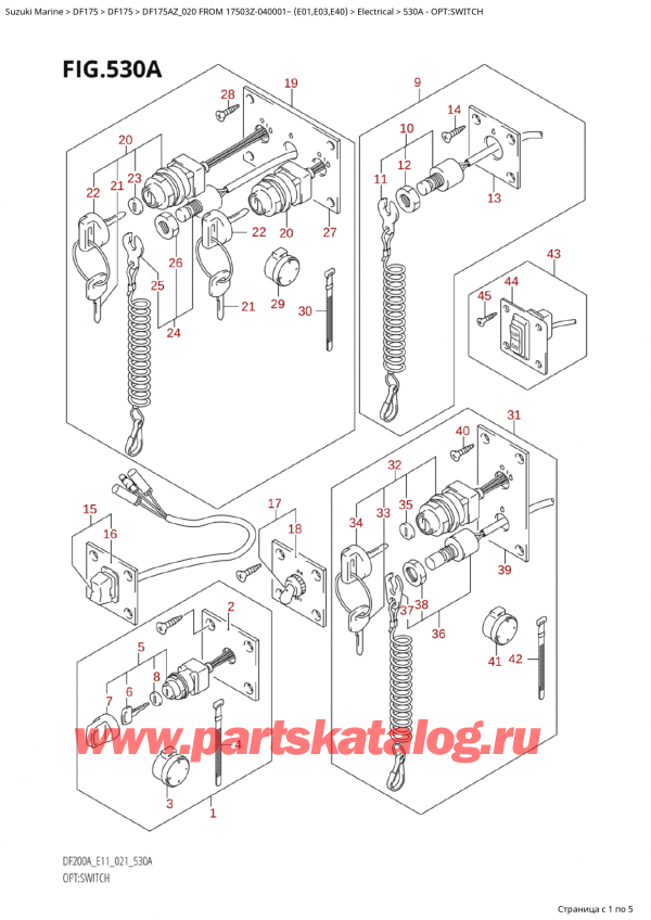   ,   , SUZUKI Suzuki DF175A ZL / ZX FROM  17503Z-040001~  (E01 020), Opt:switch