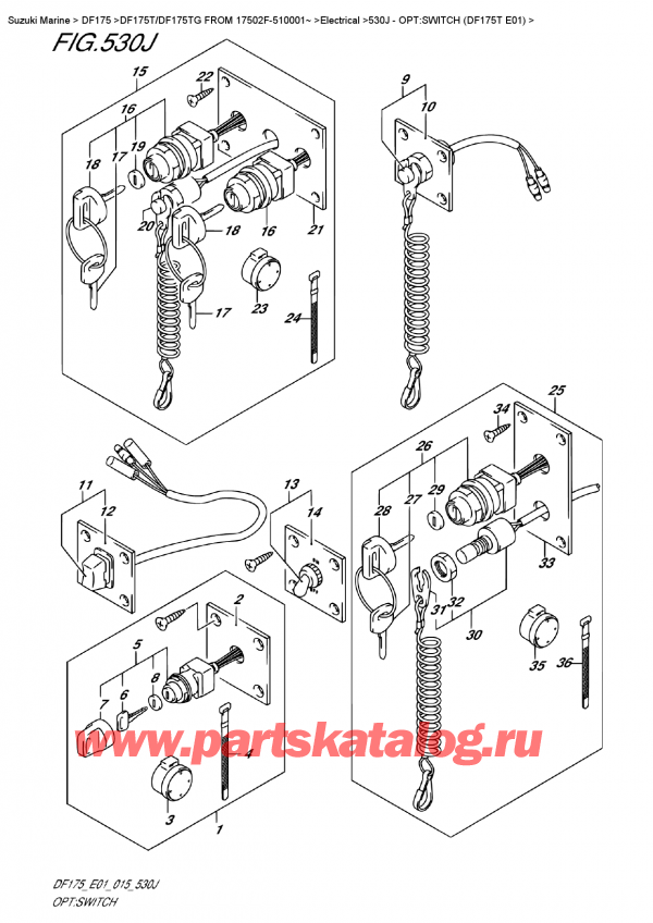  ,   , Suzuki DF175T L / X FROM 17502F-510001~ (E01)  2015 , :  (Df175T E01) - Opt:switch  (Df175T  E01)