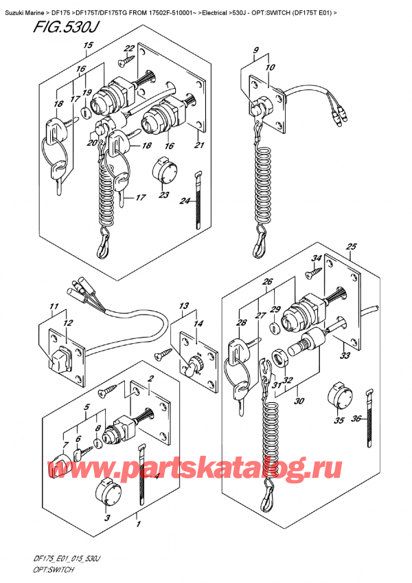   ,    , SUZUKI DF175T L / X FROM 17502F-510001~ (E01)  2015 , Opt:switch  (Df175T  E01) - :  (Df175T E01)