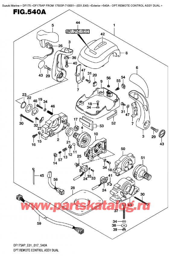 ��������� ������������ ��������, �� �����, SUZUKI DF175AP L/X  FROM 17503P-710001~ (E01)  , Opt:remote  Control  Assy  Dual - �����: ������������� ���������� � ����� Dual