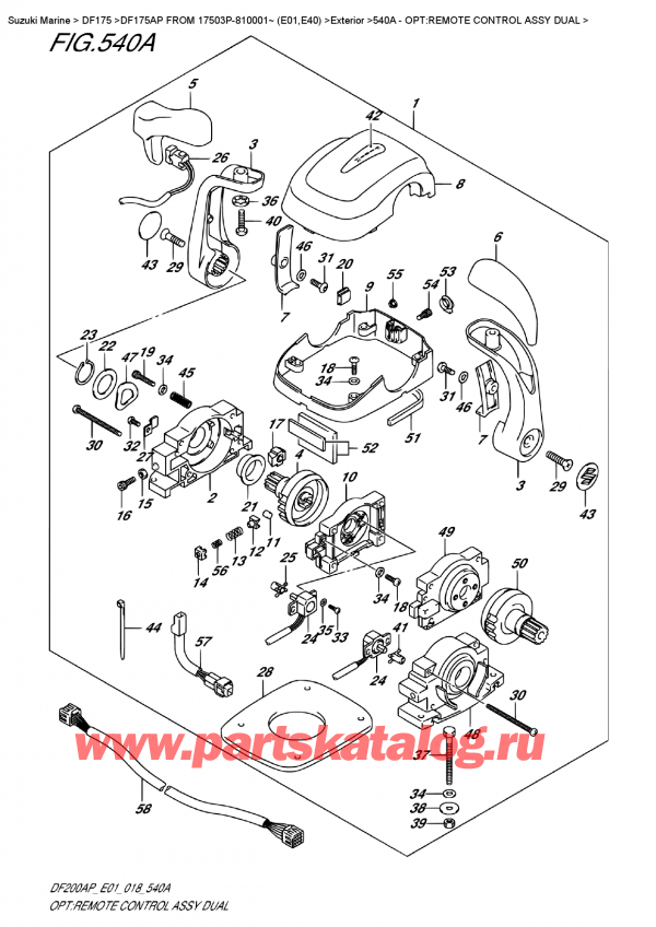  ,   , Suzuki DF175AP FROM 17503P-810001~ (E01)    2018 , :     Dual / Opt:remote  Control  Assy  Dual