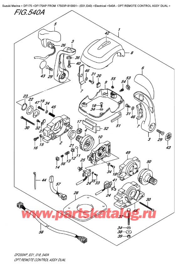  ,   , SUZUKI DF175AP FROM 17503P-810001~ (E01)    2018 , Opt:remote  Control  Assy  Dual - :     Dual