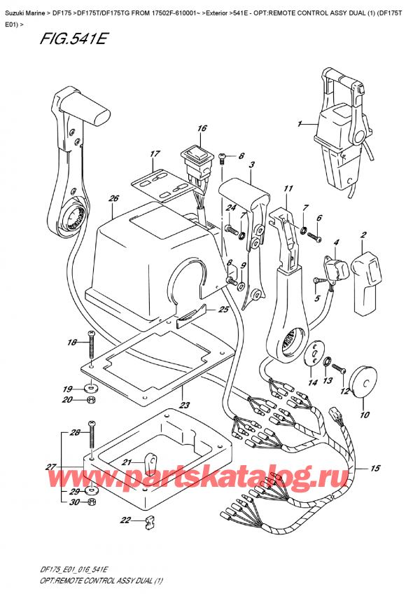 ,  , Suzuki DF175T L/X FROM 17502F-610001~ , Opt:remote  Control  Assy  Dual  (1)  (Df175T  E01)