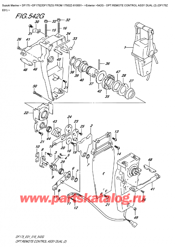 ,   , Suzuki DF175Z L/X FROM 17502Z-610001~   2016 , Opt:remote  Control  Assy  Dual  (2)  (Df175Z  E01)