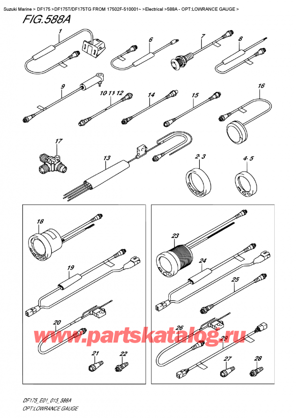��������� ��������, �� �������� ��������� �����, Suzuki DF175T L / X FROM 17502F-510001~ (E01) ������ 2015 ����, �����: ������� Lowrance