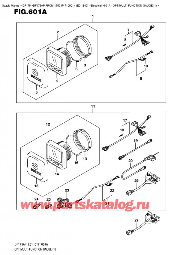   ,   , Suzuki DF175AP L/X  FROM 17503P-710001~ (E01)    2017 , Opt:multi  Function  Gauge  (1) - : multi Function Gauge (1)
