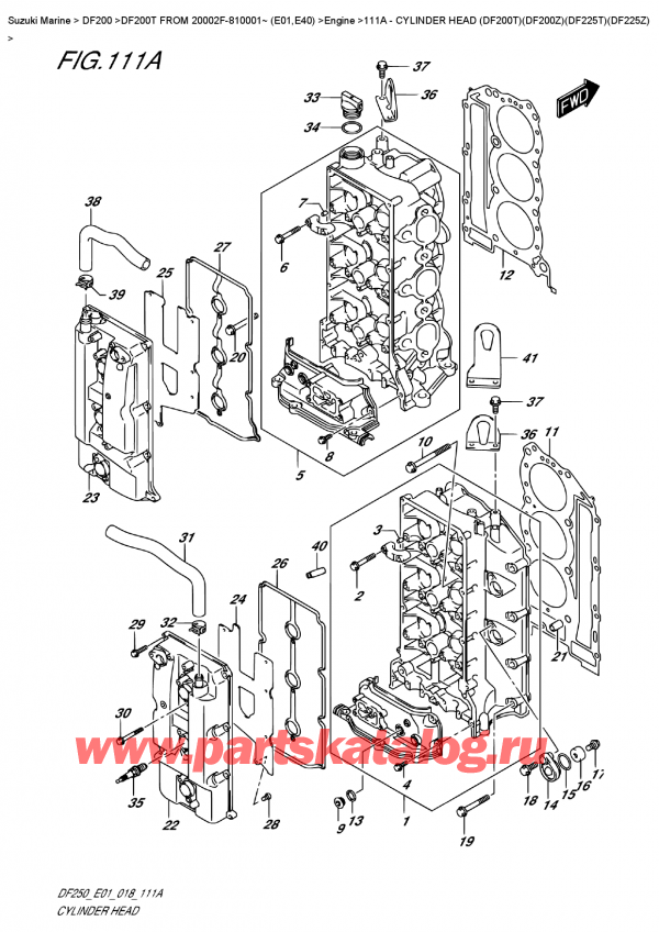 ,   , Suzuki DF200T X FROM 20002F-810001~ (E01)   2018 ,    (Df200T) (Df200Z) (Df225T) (Df225Z) / Cylinder Head  (Df200T)(Df200Z)(Df225T)(Df225Z)