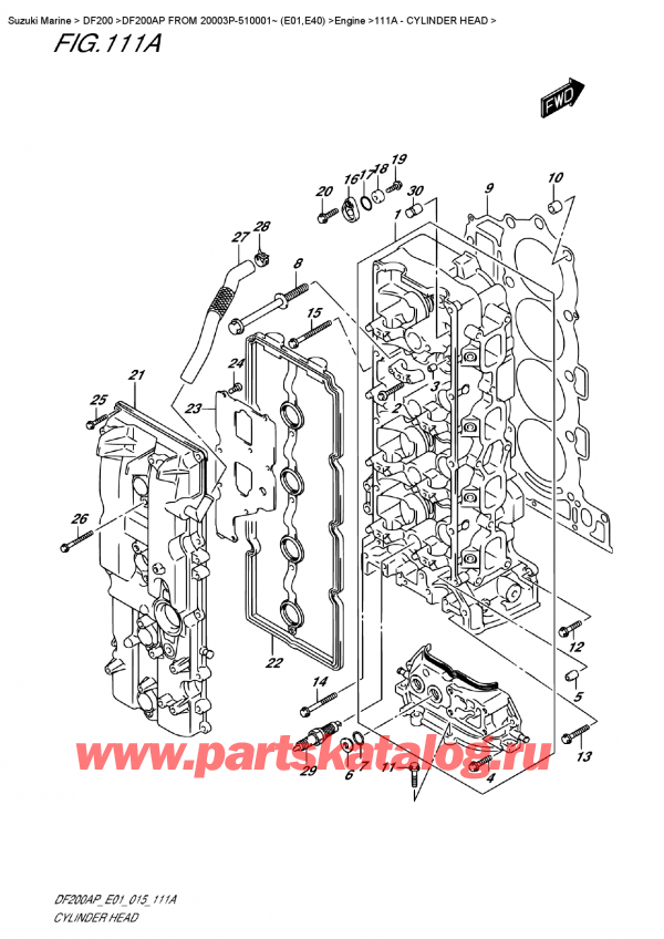   ,   , Suzuki DF200 APL / APX FROM 20003P-510001~ (E01)  2015 ,    - Cylinder Head