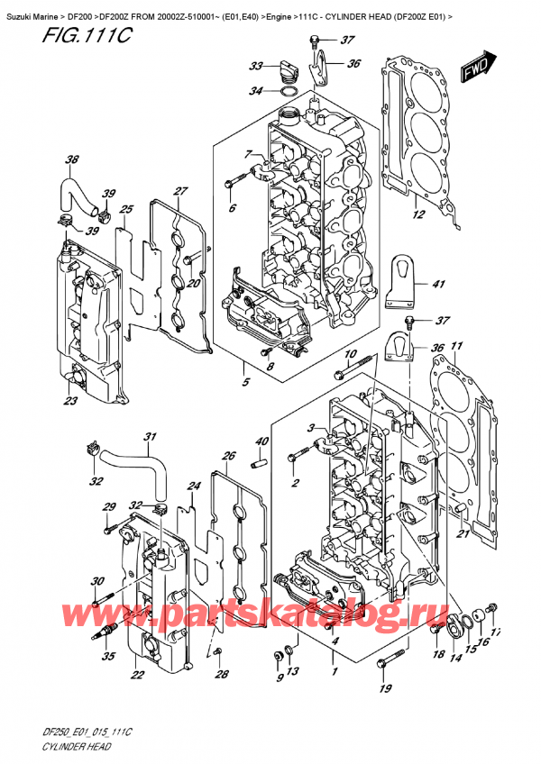 ,  , Suzuki DF200Z X / XX  FROM 20002Z-510001~ (E01)  2015 ,    (Df200Z E01) - Cylinder Head  (Df200Z  E01)