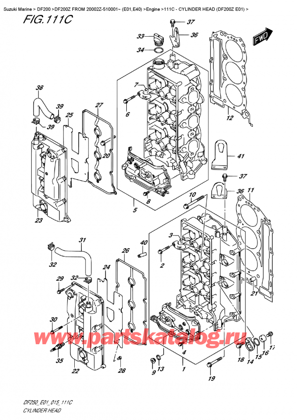  ,    , Suzuki DF200Z X / XX  FROM 20002Z-510001~ (E01)  2015 , Cylinder Head  (Df200Z  E01) -    (Df200Z E01)