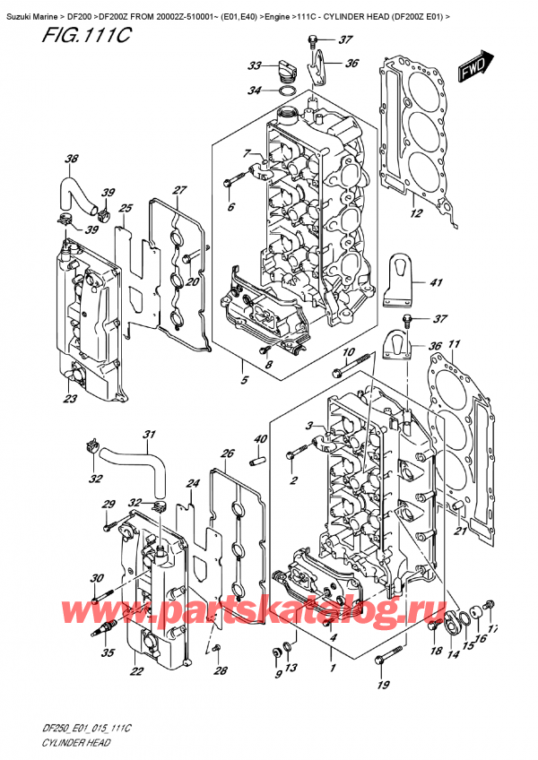   , , Suzuki DF200Z X / XX  FROM 20002Z-510001~ (E01)  2015 ,    (Df200Z E01) - Cylinder Head  (Df200Z  E01)