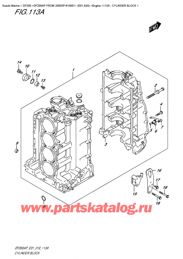   ,   , Suzuki DF200AP L/X FROM 20003P-610001~ (E01)    2016 ,   / Cylinder Block