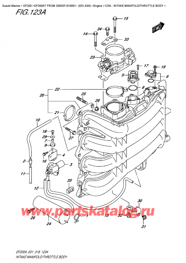   ,  , Suzuki DF200A TL / TX FROM 20003F-810001~ (E01), Intake Manifold/throttle  Body