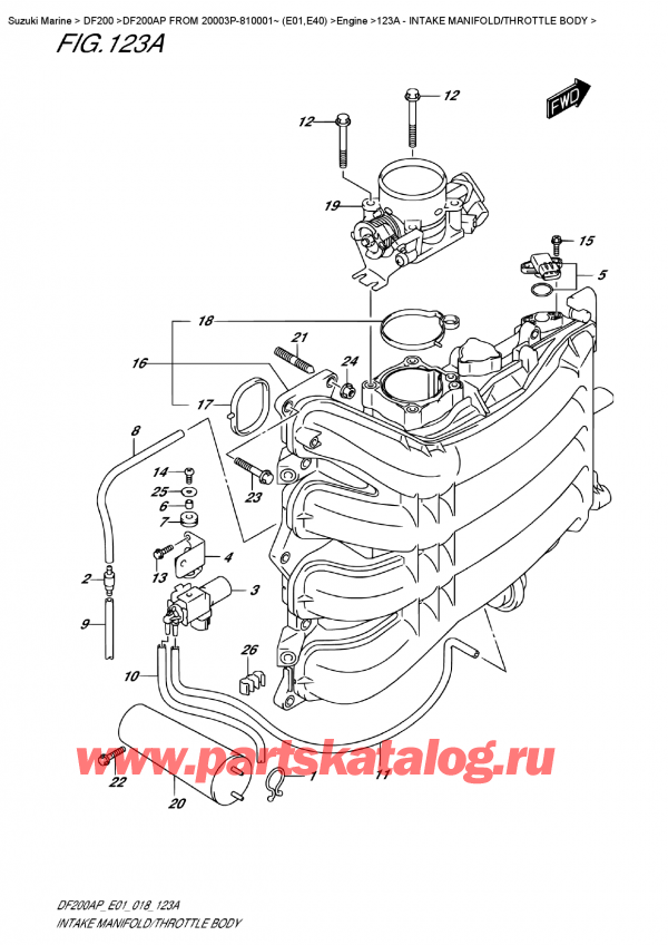  ,   , Suzuki DF200AP L/X FROM 20003P-810001~ (E01), Intake Manifold/throttle  Body