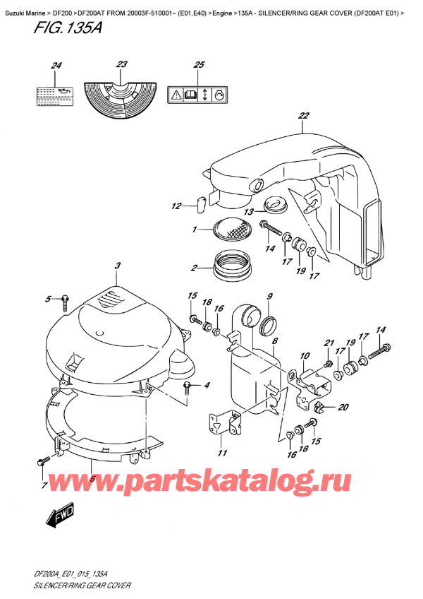  ,   , Suzuki DF200A TL / TX FROM 20003F-510001~ (E01), Silencer/ring  Gear  Cover  (Df200At  E01)