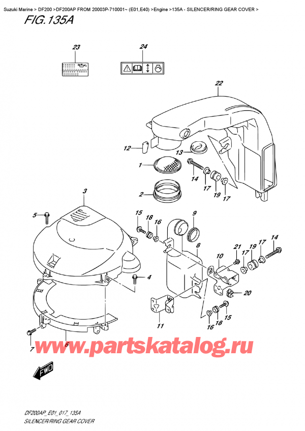  ,   , Suzuki DF200A PL / PX FROM 20003P-710001~ (E01)  , Silencer/ring  Gear  Cover /  /   