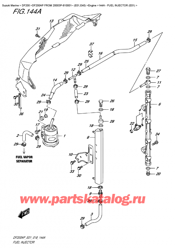 ������ �������������, �� �������� �����, SUZUKI DF200AP L/X FROM 20003P-810001~ (E01), Fuel Injector  (E01)