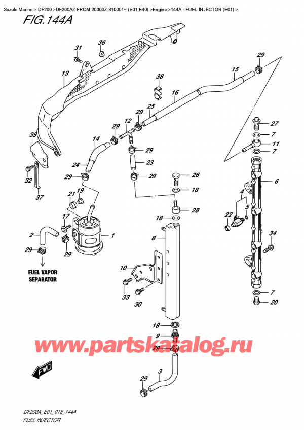 ��������� ������������ ��������, �� �������� ��������� �����, Suzuki DF200A ZL / ZX FROM 20003Z-810001~ (E01) ������ 2018 ����, ��������� �������� (E01)